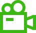 Neon green movie camera icon