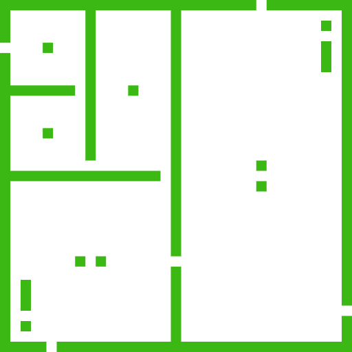 Abstract neon green grid with black rectangles